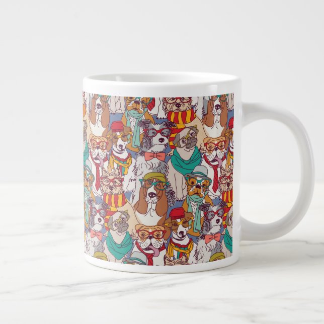 Cute Puppy Fashion Pattern Large Coffee Mug (Right)