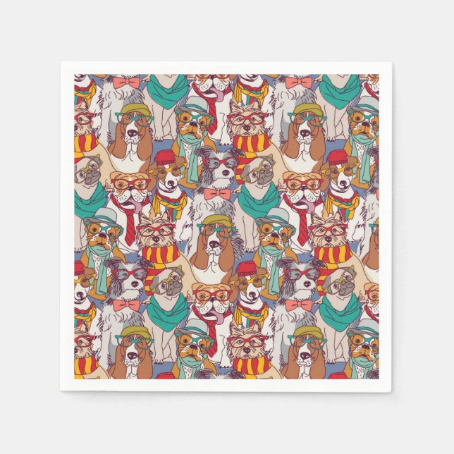 Cute Puppy Fashion Pattern Napkin (Front)