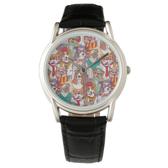 Cute Puppy Fashion Pattern Watch (Front)