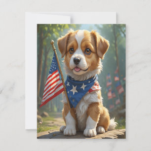Cute puppy Fourth of July Holiday Card
