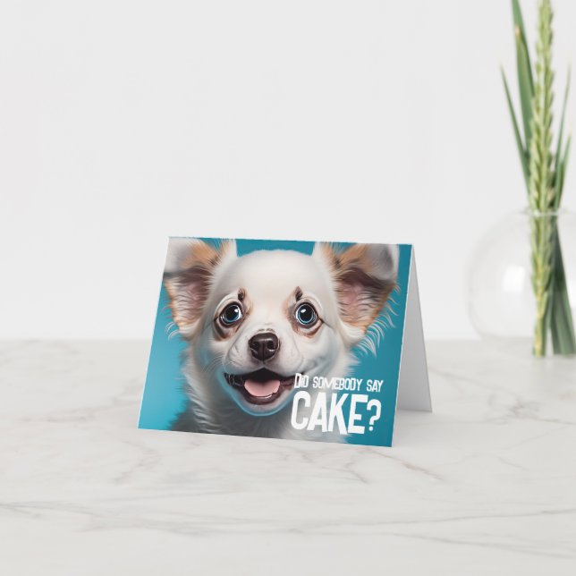 Cute Puppy Funny Dog Cake Happy Birthday Card (Front)