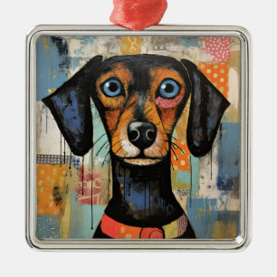 Cute Puppy Funny Dog Mixed Media Animal Pet Metal Tree Decoration