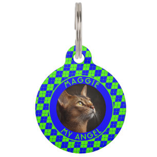 Cute Puppy Gift Gingham Print Pet Tag