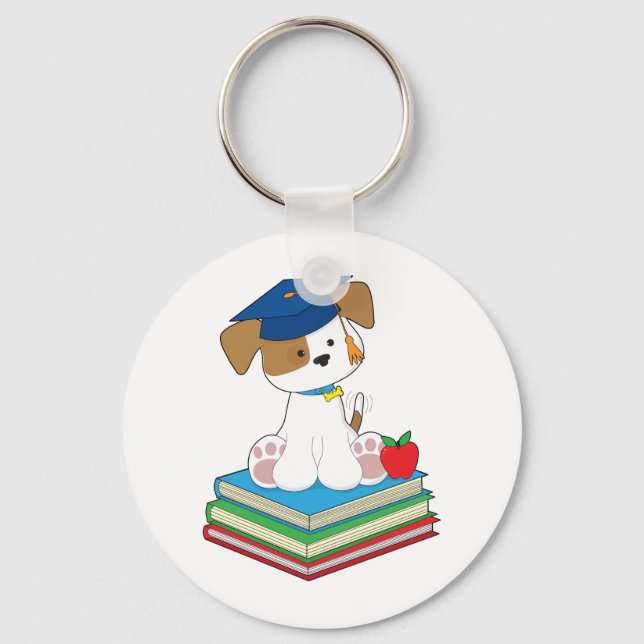 Cute Puppy Graduate Key Ring (Front)