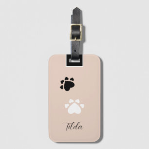 Cute Puppy Heart Paws Personalised Luggage Tag