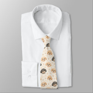 Cute Puppy Hearts Watercolor Pattern (3) Tie