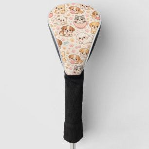 Cute Puppy Hearts Watercolor Pattern (5) Golf Head Cover
