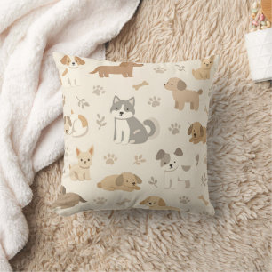 Cute Puppy Hearts Watercolor Pattern (7) Cushion