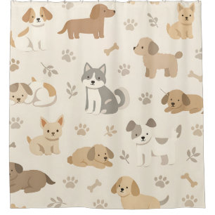 Cute Puppy Hearts Watercolor Pattern (7) Shower Curtain