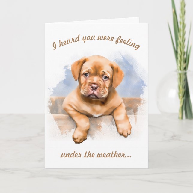 Cute Puppy Hope You Feel Better Get Well Card (Front)