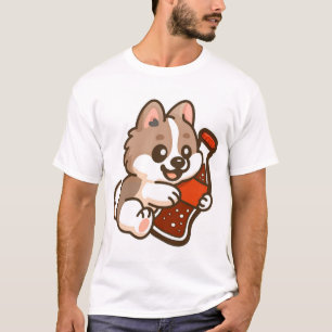 Cute Puppy Hugging Soda Bottle T-Shirt