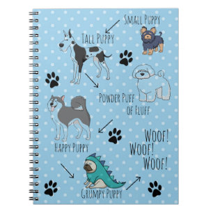 Cute Puppy Illustrated Poem Dotty Notebook