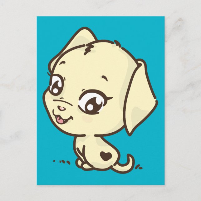 Cute Puppy Illustration Postcard (Front)