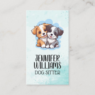 Cute Puppy Illustrations Animal Services Business Card