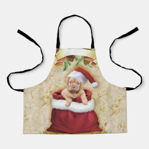 Cute Puppy in a bag with Christmas toys Apron