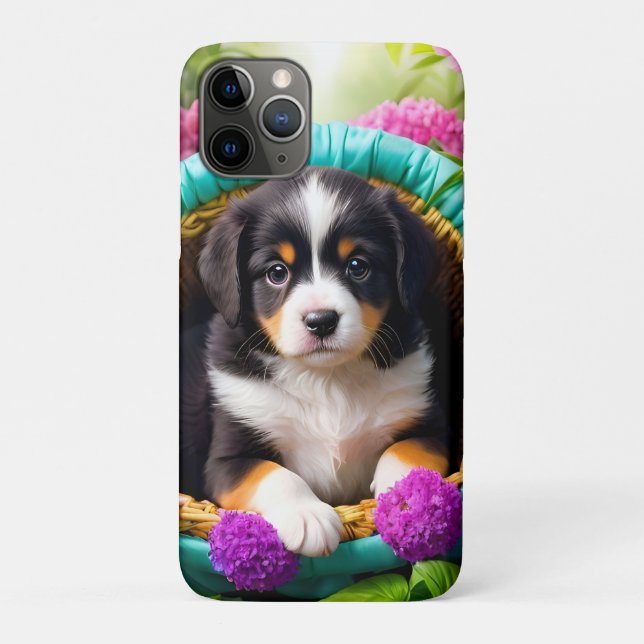 Cute Puppy in a Basket Case-Mate iPhone Case (Back)