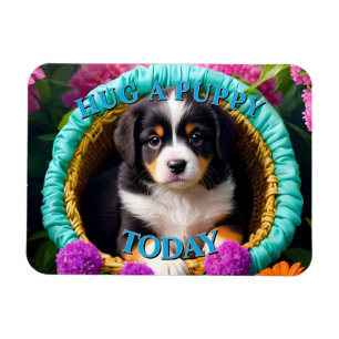 Cute Puppy in a Basket Magnet