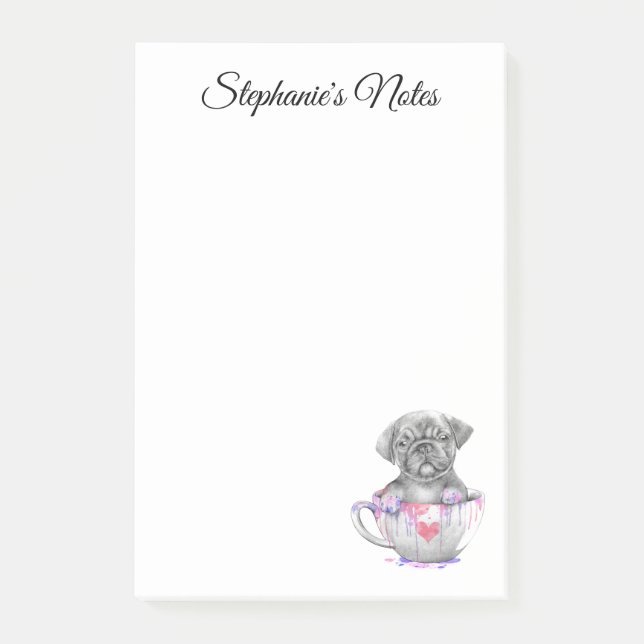 Cute Puppy In A Cup Post-it Notes (Front)