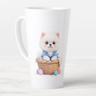 Cute Puppy in Basket Latte Mug