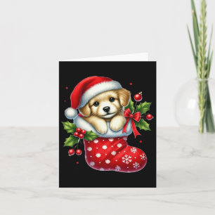 Cute Puppy In Christmas Stockings For Animals Love Card