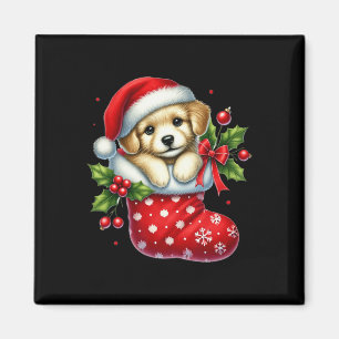 Cute Puppy In Christmas Stockings For Animals Love Magnet
