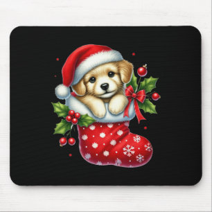 Cute Puppy In Christmas Stockings For Animals Love Mouse Pad