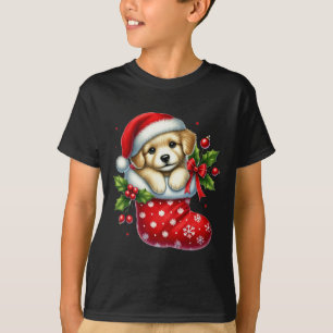 Cute Puppy In Christmas Stockings For Animals Love T-Shirt