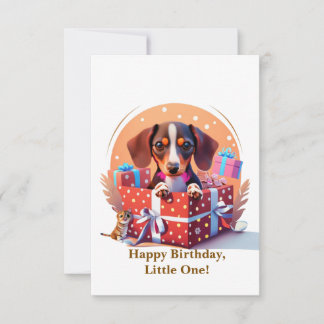 Cute Puppy in Gift Box Birthday Wrapping Paper Thank You Card