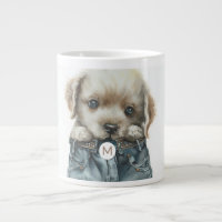 Cute Puppy in Jeans Art Monogram
