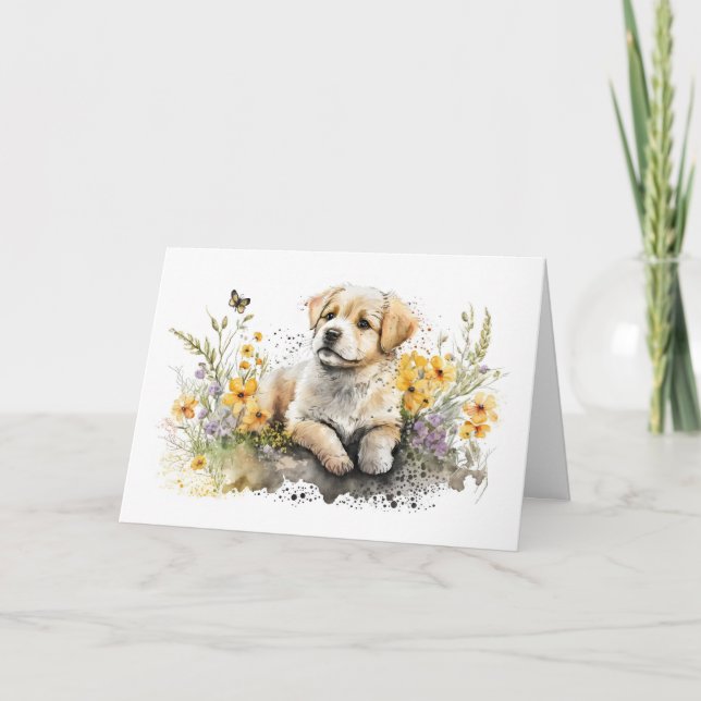 Cute Puppy In Mud for Birthday Card (Front)