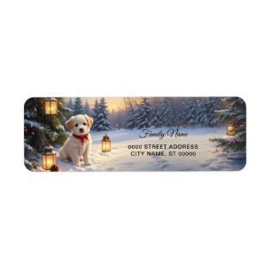 Cute Puppy in the Snow Return Address
