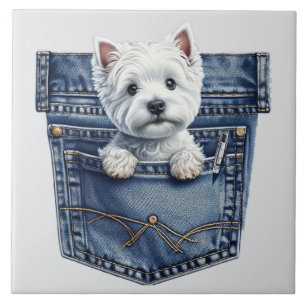 Cute puppy inside a pocket tile