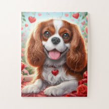 Cute Puppy Jigsaw Puzzle Hearts