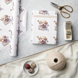 Cute Puppy Keep Smiling Custom Wrapping Paper