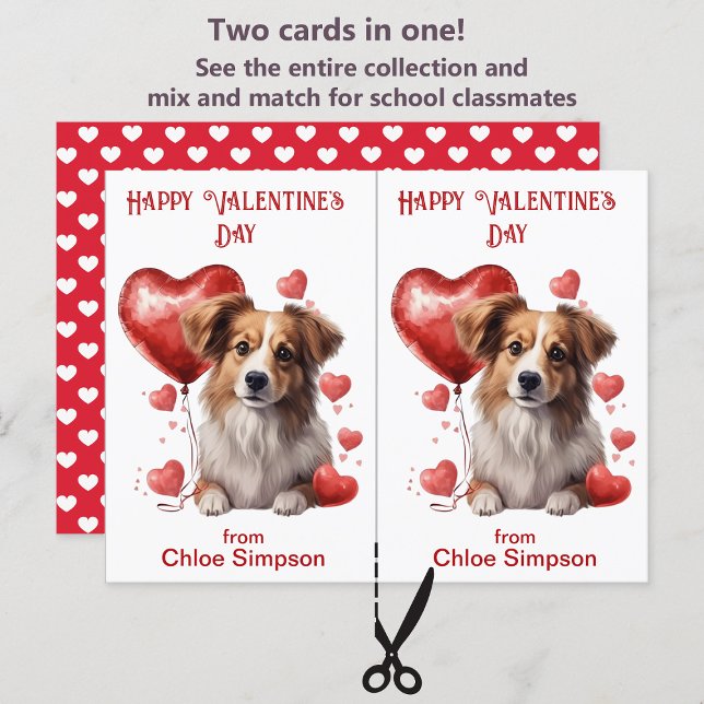 Cute Puppy Kid's Valentine Party Classroom Card (Creator Uploaded)