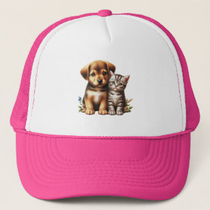Cute puppy/kitten trucker hat