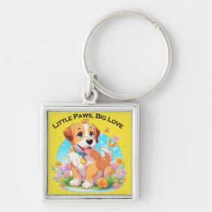 Cute Puppy Little Paws Big Love Key Ring
