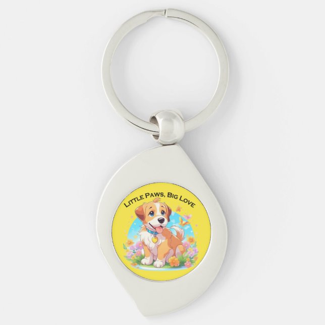 Cute Puppy Little Paws Big Love Key Ring (Front)