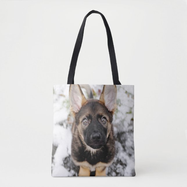 Cute Puppy Looking Up Tote Bag (Front)