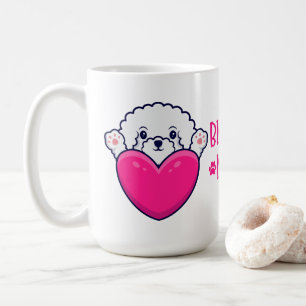 Cute Puppy Love Dog Mum Pink Heart Bichon Frise Coffee Mug