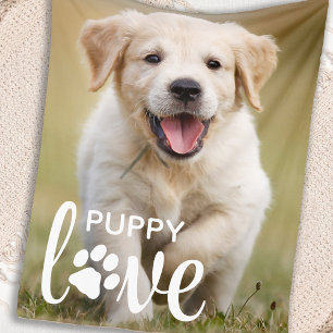 Cute Puppy Love Personalised Pet Photo Dog Lover Fleece Blanket