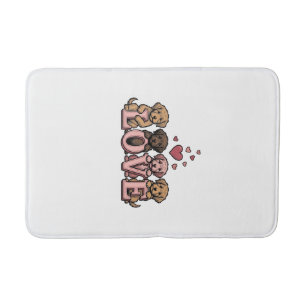 Cute Puppy Love Valentine Vintage Engraving Design Bath Mat