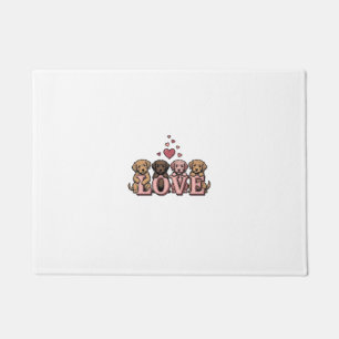 Cute Puppy Love Valentine Vintage Engraving Design Doormat