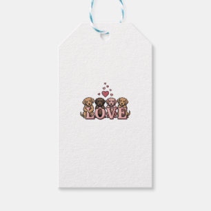 Cute Puppy Love Valentine Vintage Engraving Design Gift Tags