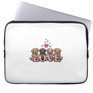 Cute Puppy Love Valentine Vintage Engraving Design Laptop Sleeve