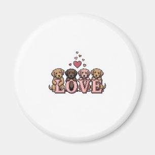 Cute Puppy Love Valentine Vintage Engraving Design Magnet