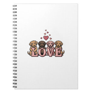 Cute Puppy Love Valentine Vintage Engraving Design Notebook