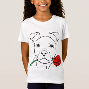 Cute Puppy Love with Rose - Dog Lover Valentines T-Shirt