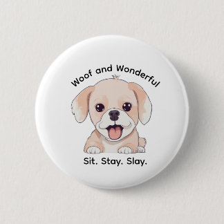 Cute Puppy Lovers Stylish Dog Mom Button