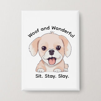 Cute Puppy Lovers Stylish Dog Mom Rectangle Button